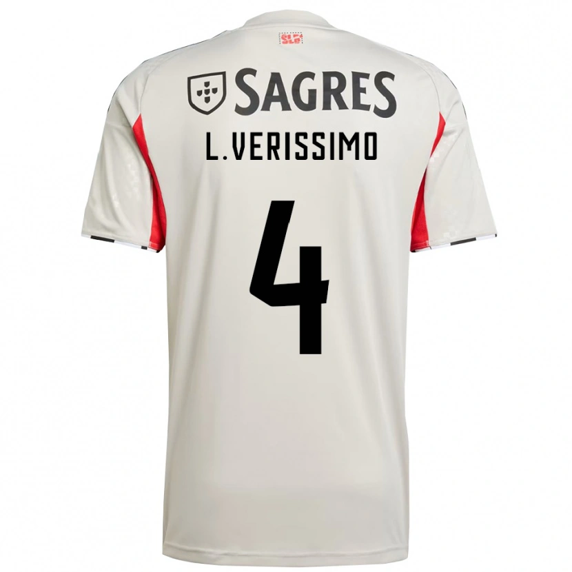 Danxen Enfant Maillot Lucas Verissimo #4 Blanc Cassé Rouge Tenues Extérieur 2025/26 T-Shirt