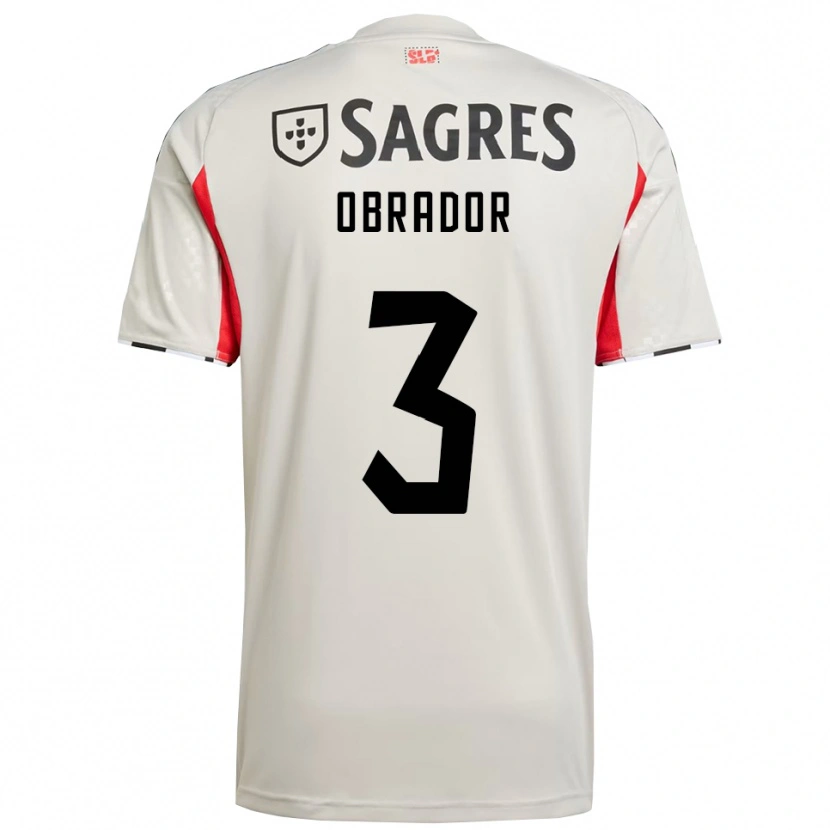 Danxen Enfant Maillot Rafa Obrador #3 Blanc Cassé Rouge Tenues Extérieur 2025/26 T-Shirt