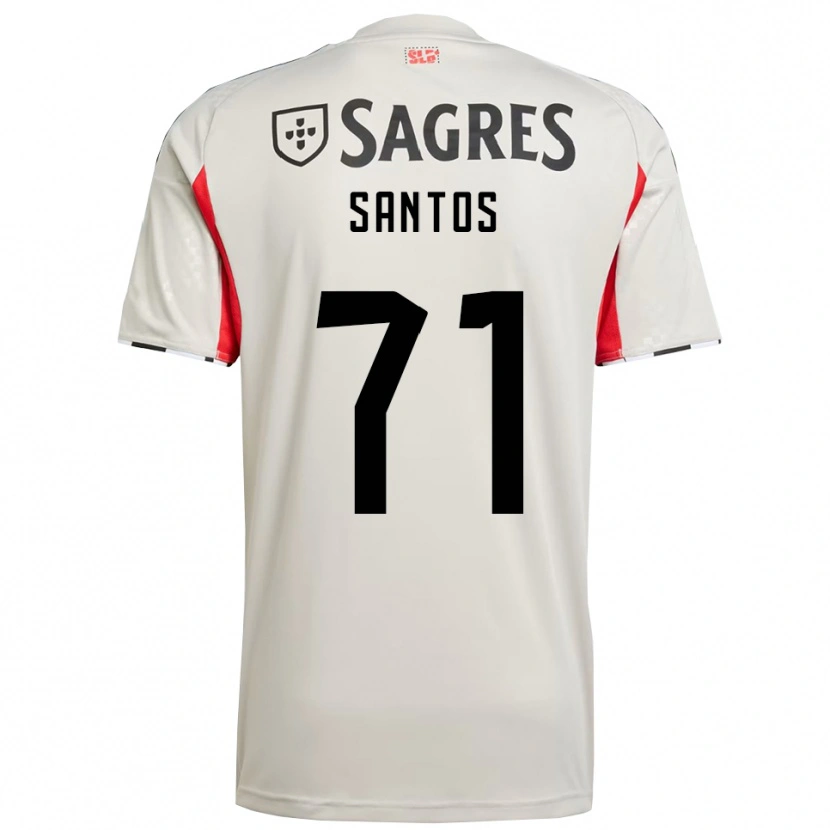 Danxen Enfant Maillot Leandro Santos #71 Blanc Cassé Rouge Tenues Extérieur 2025/26 T-Shirt