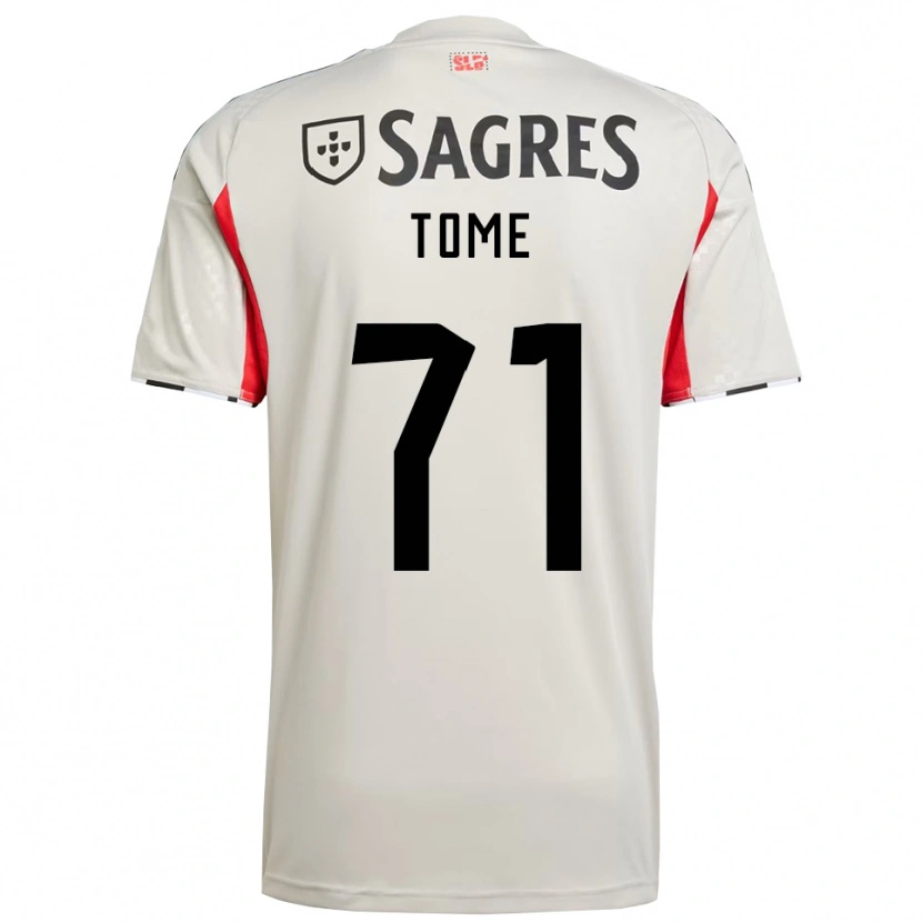 Danxen Enfant Maillot Joao Tome #71 Blanc Cassé Rouge Tenues Extérieur 2025/26 T-Shirt