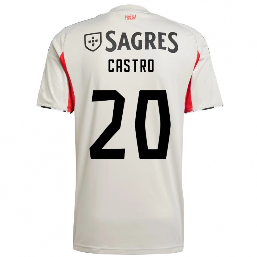 Danxen Enfant Maillot Guilherme Castro #20 Blanc Cassé Rouge Tenues Extérieur 2025/26 T-Shirt