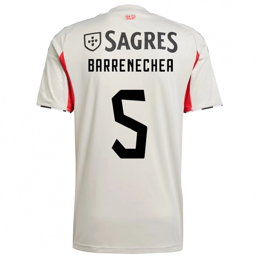 Danxen Enfant Maillot Enzo Barrenechea #5 Blanc Cassé Rouge Tenues Extérieur 2025/26 T-Shirt