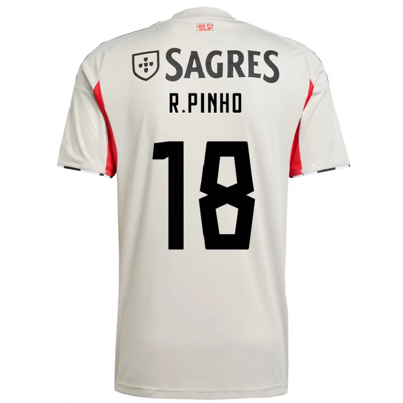 Danxen Enfant Maillot Rodrigo Pinho #18 Blanc Cassé Rouge Tenues Extérieur 2025/26 T-Shirt