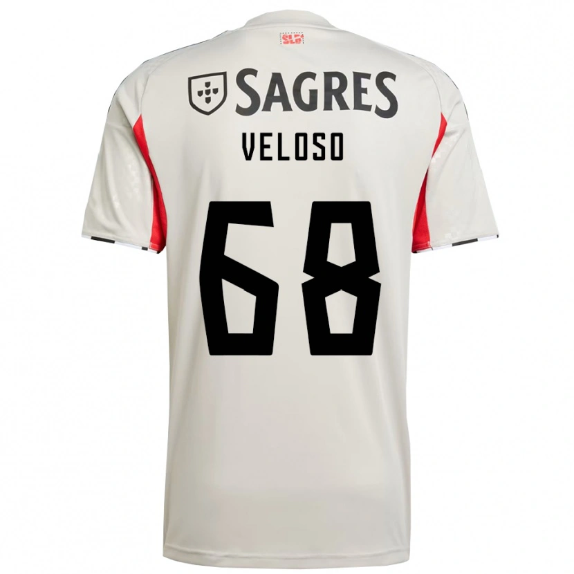 Danxen Enfant Maillot João Veloso #68 Blanc Cassé Rouge Tenues Extérieur 2025/26 T-Shirt