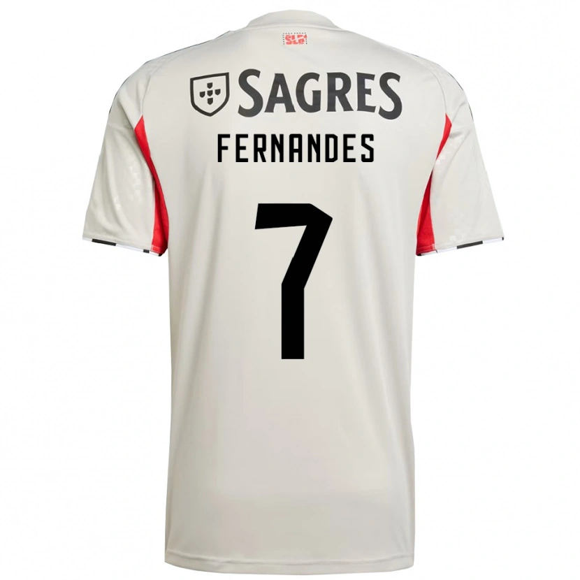 Danxen Enfant Maillot Ricardo Fernandes #7 Blanc Cassé Rouge Tenues Extérieur 2025/26 T-Shirt