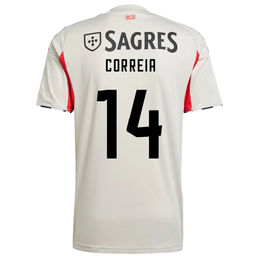 Danxen Enfant Maillot Carolina Correia #14 Blanc Cassé Rouge Tenues Extérieur 2025/26 T-Shirt