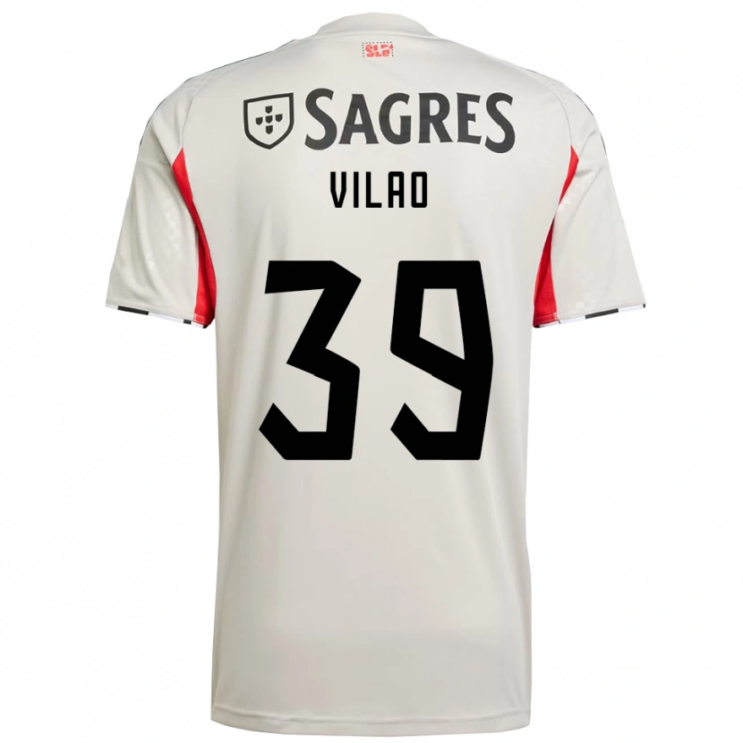 Danxen Enfant Maillot Carolina Vilao #39 Blanc Cassé Rouge Tenues Extérieur 2025/26 T-Shirt
