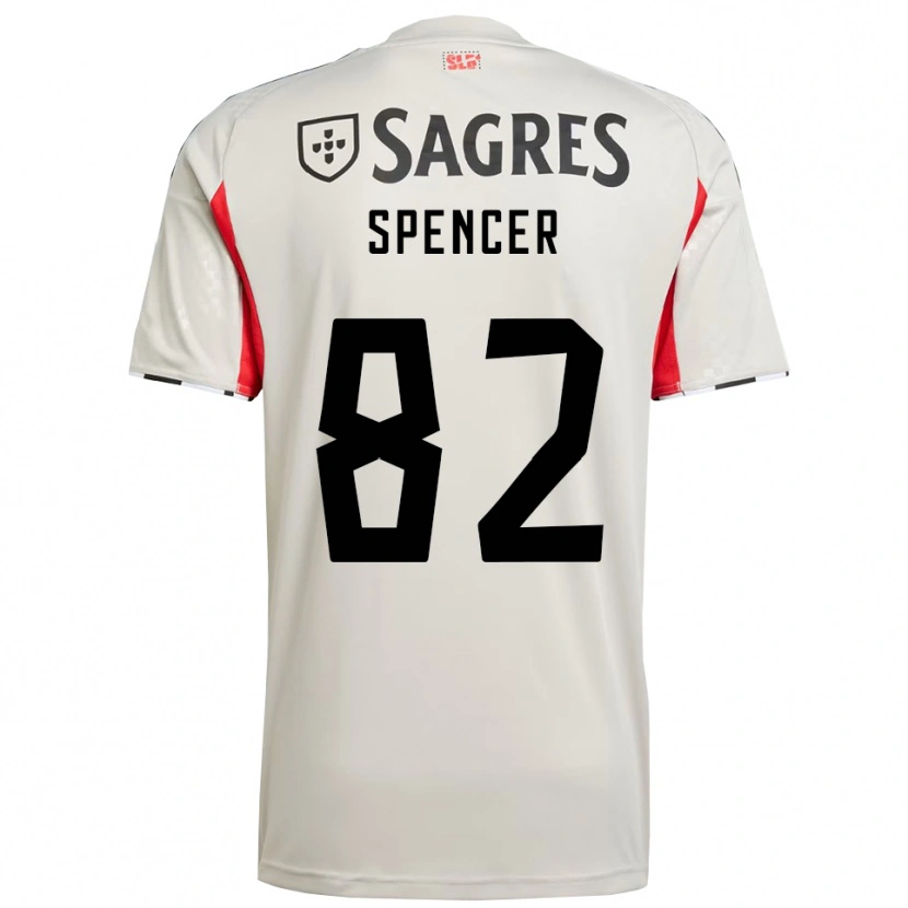 Danxen Enfant Maillot Diogo Spencer #82 Blanc Cassé Rouge Tenues Extérieur 2025/26 T-Shirt
