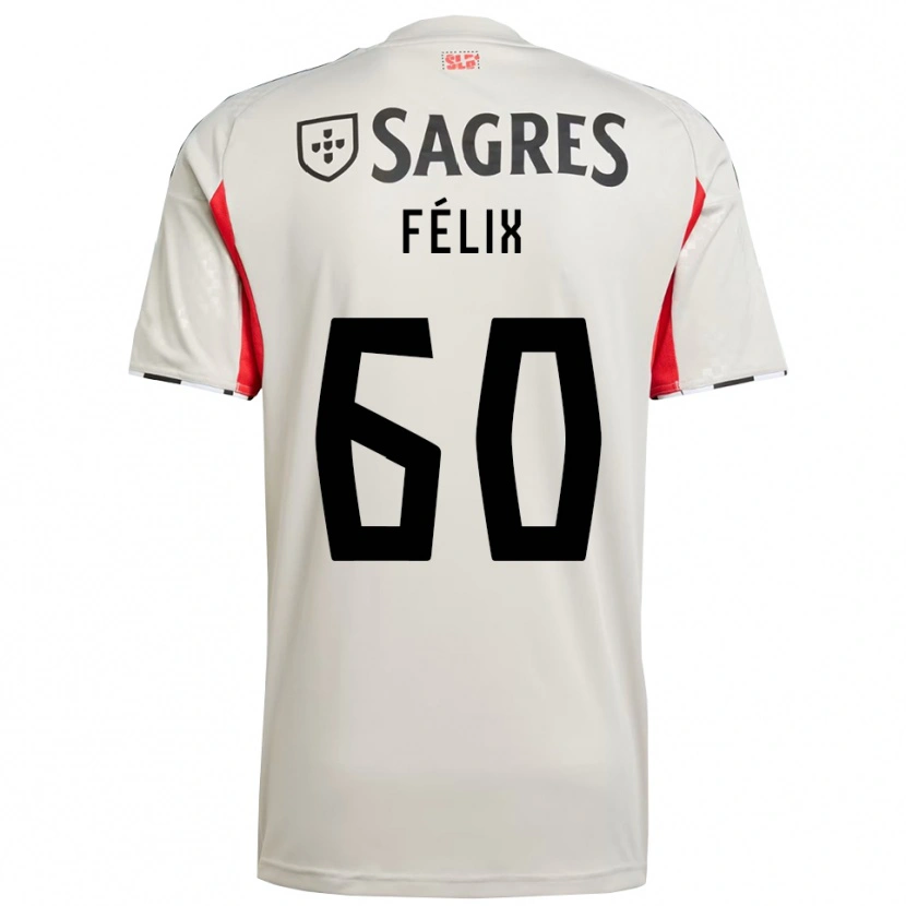 Danxen Enfant Maillot Nuno Félix #60 Blanc Cassé Rouge Tenues Extérieur 2025/26 T-Shirt