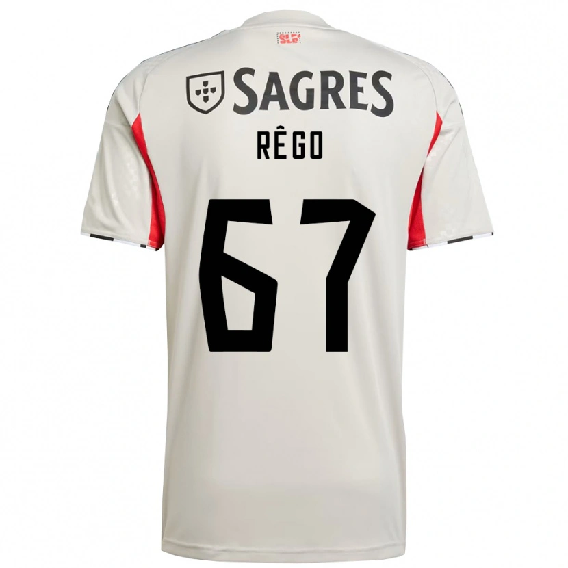 Danxen Enfant Maillot Rodrigo Rêgo #67 Blanc Cassé Rouge Tenues Extérieur 2025/26 T-Shirt