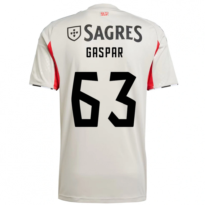 Danxen Enfant Maillot Guilherme Gaspar #63 Blanc Cassé Rouge Tenues Extérieur 2025/26 T-Shirt