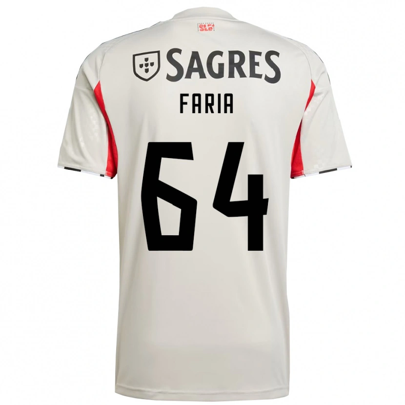 Danxen Enfant Maillot Hugo Faria #64 Blanc Cassé Rouge Tenues Extérieur 2025/26 T-Shirt