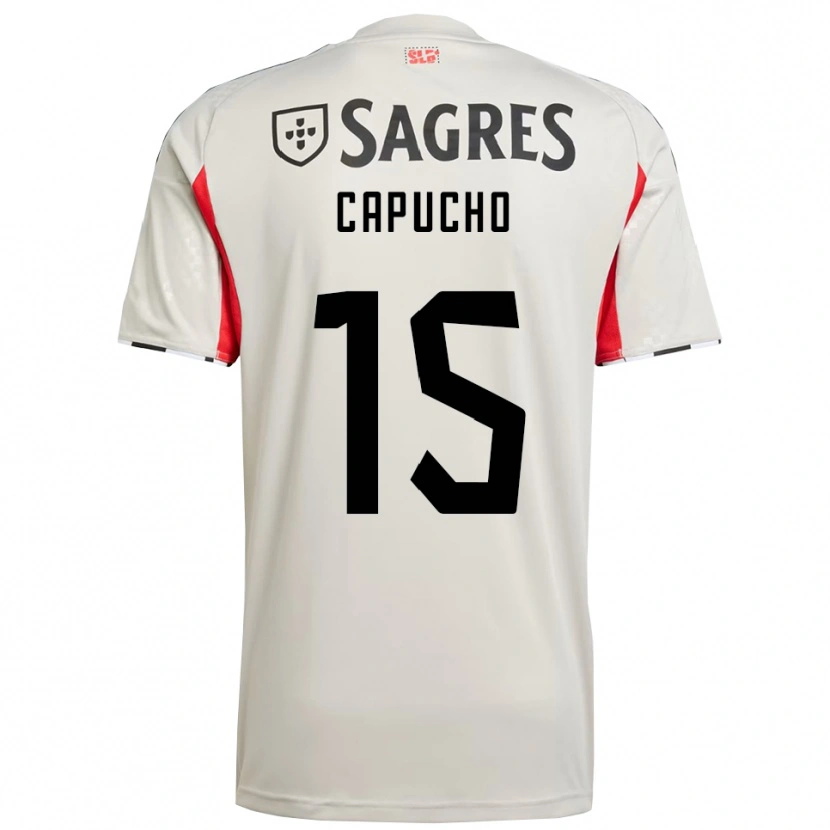Danxen Enfant Maillot João Capucho #15 Blanc Cassé Rouge Tenues Extérieur 2025/26 T-Shirt