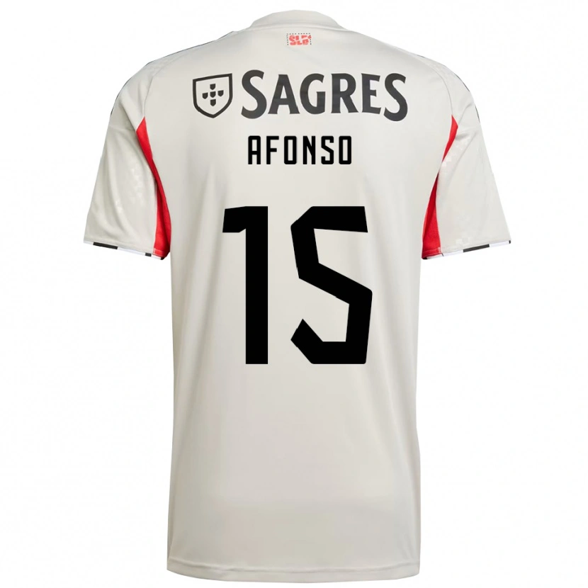 Danxen Enfant Maillot Guilherme Afonso #15 Blanc Cassé Rouge Tenues Extérieur 2025/26 T-Shirt