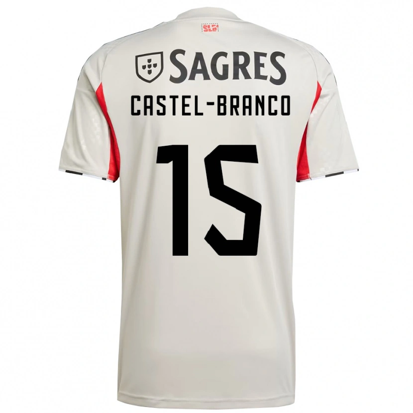 Danxen Enfant Maillot Diego Castel Branco #15 Blanc Cassé Rouge Tenues Extérieur 2025/26 T-Shirt