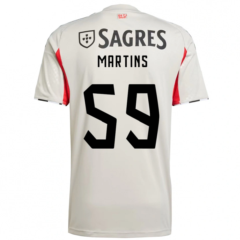 Danxen Enfant Maillot Leandro Martins #59 Blanc Cassé Rouge Tenues Extérieur 2025/26 T-Shirt