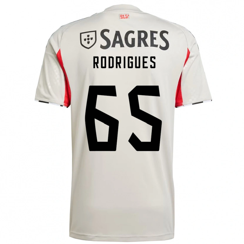 Danxen Enfant Maillot Rafael Rodrigues #65 Blanc Cassé Rouge Tenues Extérieur 2025/26 T-Shirt