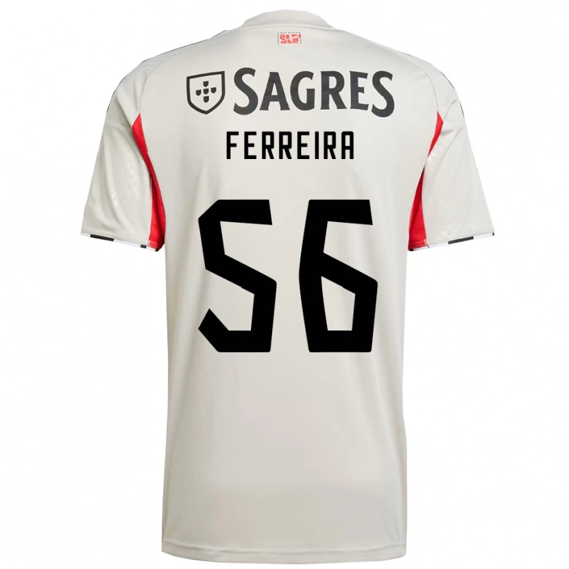 Danxen Enfant Maillot Martim Ferreira #56 Blanc Cassé Rouge Tenues Extérieur 2025/26 T-Shirt