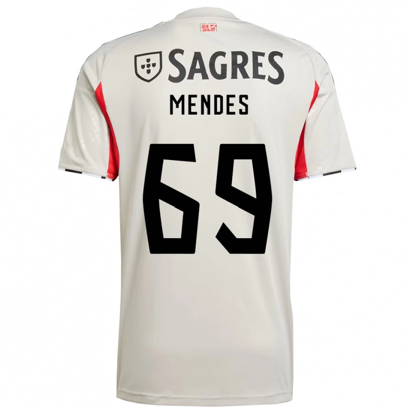 Danxen Enfant Maillot Vladimir Mendes #69 Blanc Cassé Rouge Tenues Extérieur 2025/26 T-Shirt