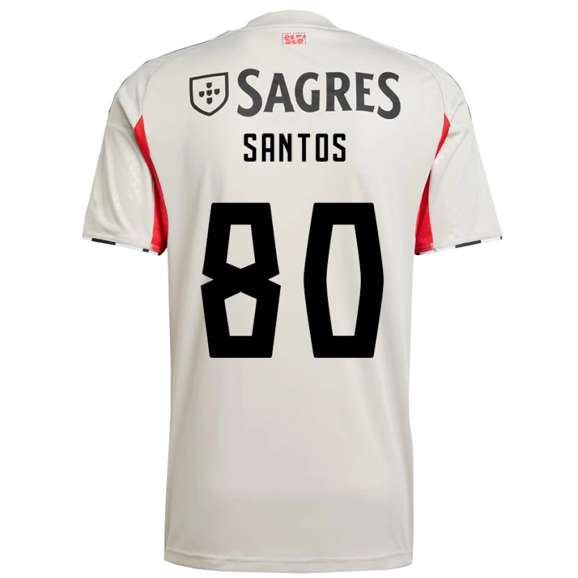 Danxen Enfant Maillot Pedro Santos #80 Blanc Cassé Rouge Tenues Extérieur 2025/26 T-Shirt