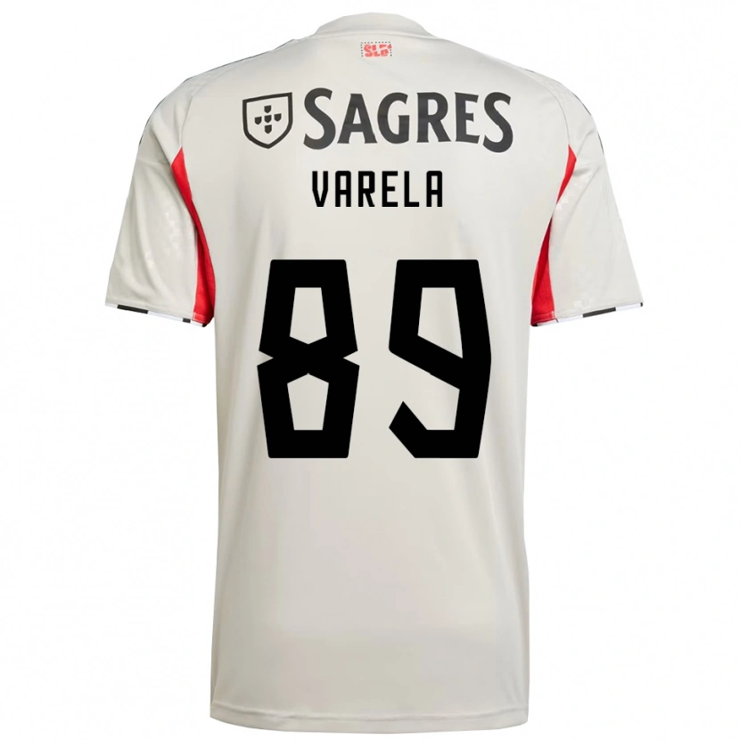 Danxen Enfant Maillot Gustavo Varela #89 Blanc Cassé Rouge Tenues Extérieur 2025/26 T-Shirt
