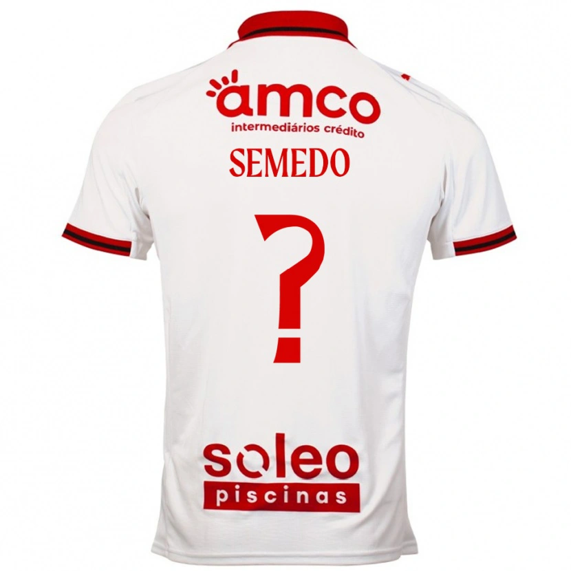 Danxen Enfant Maillot Nuno Semedo #0 Blanc Rouge Tenues Extérieur 2025/26 T-Shirt