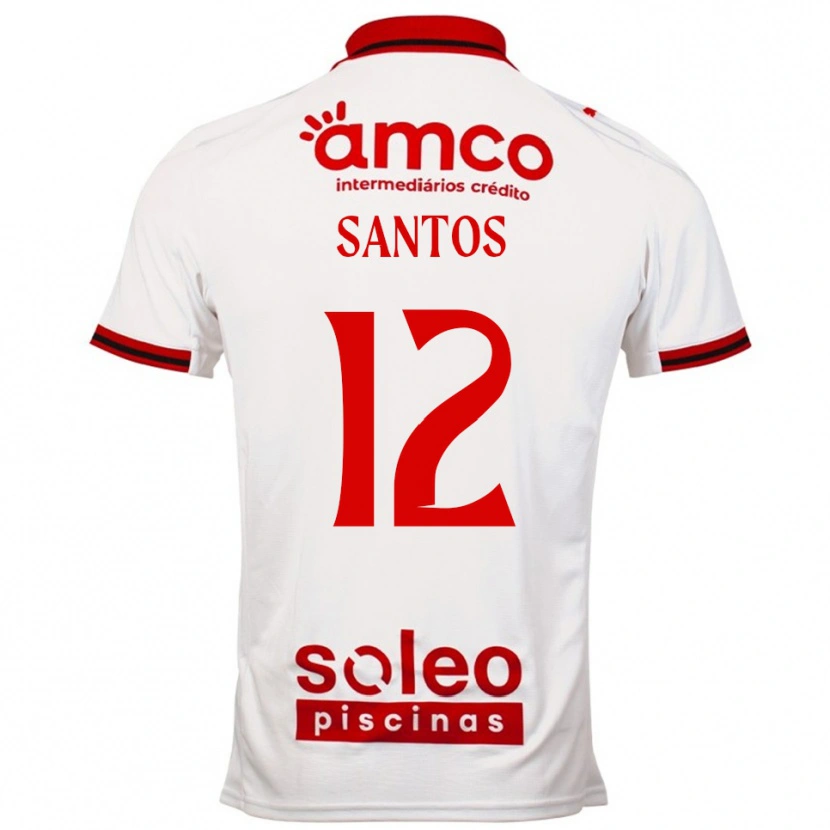 Danxen Enfant Maillot Matheus Santos #12 Blanc Rouge Tenues Extérieur 2025/26 T-Shirt