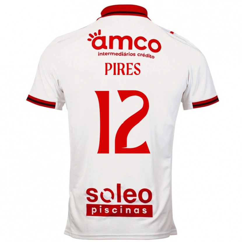Danxen Enfant Maillot Hugo Pires #12 Blanc Rouge Tenues Extérieur 2025/26 T-Shirt