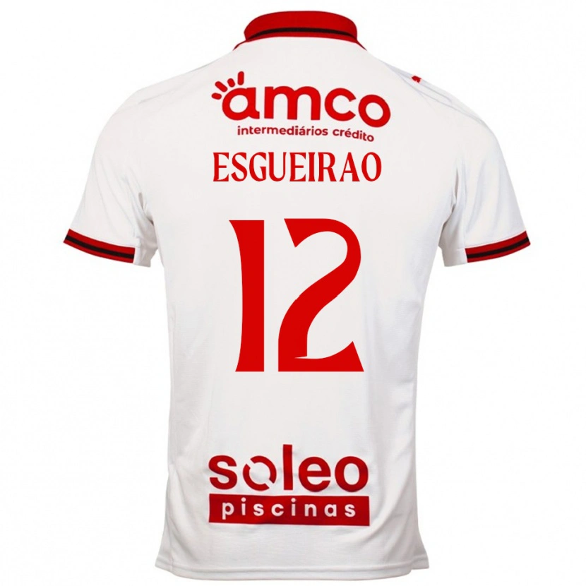 Danxen Enfant Maillot Íris Esgueirão #12 Blanc Rouge Tenues Extérieur 2025/26 T-Shirt