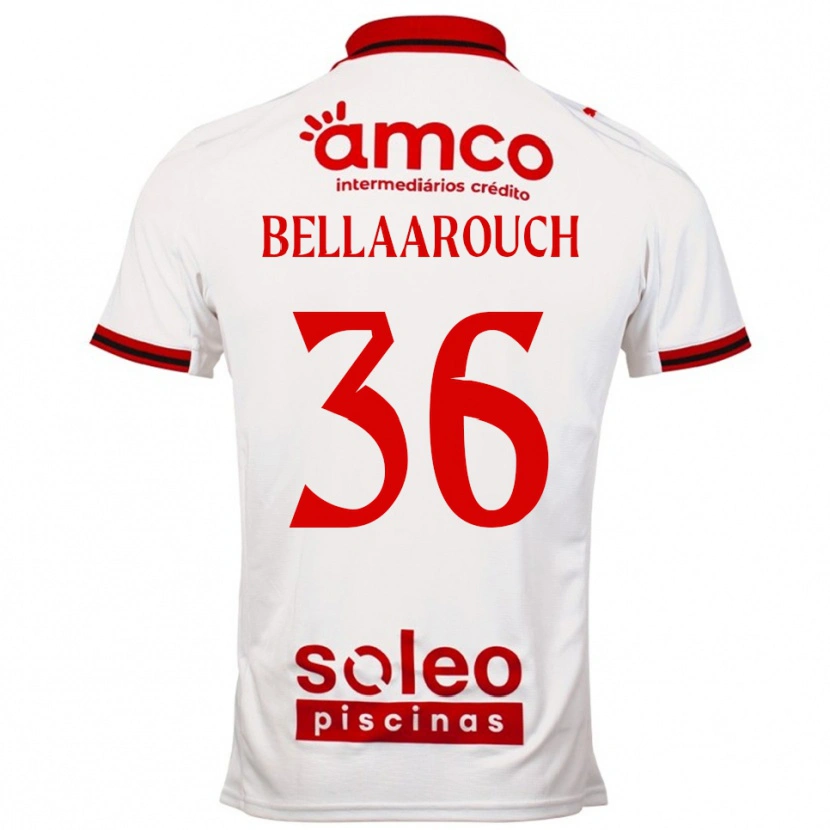 Danxen Enfant Maillot Alaa Bellaarouch #36 Blanc Rouge Tenues Extérieur 2025/26 T-Shirt