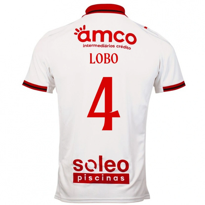 Danxen Enfant Maillot Diogo Lobo #4 Blanc Rouge Tenues Extérieur 2025/26 T-Shirt