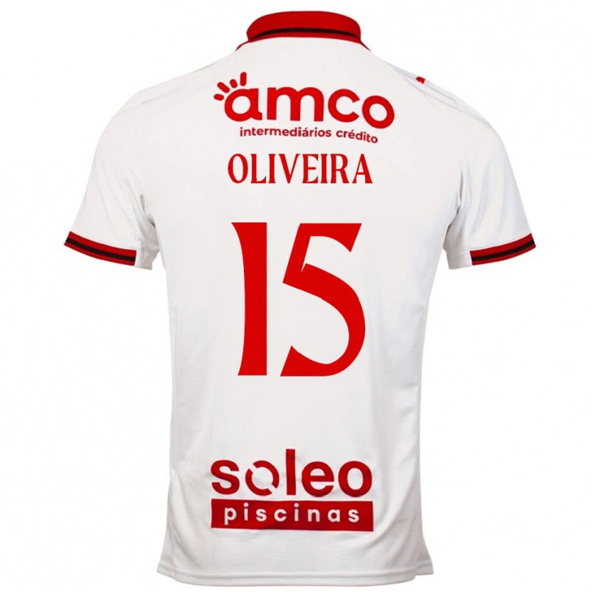 Danxen Enfant Maillot Paulo Oliveira #15 Blanc Rouge Tenues Extérieur 2025/26 T-Shirt