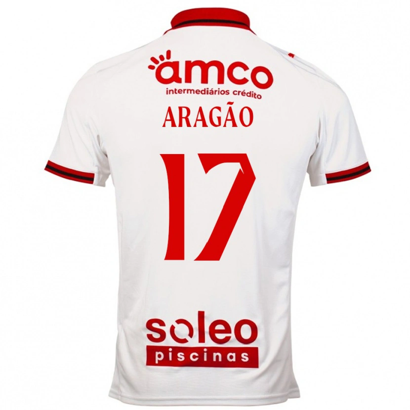 Danxen Enfant Maillot João Aragão #17 Blanc Rouge Tenues Extérieur 2025/26 T-Shirt