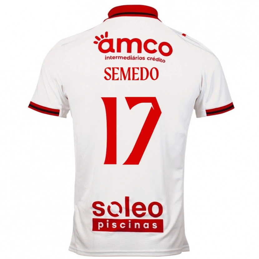 Danxen Enfant Maillot Afonso Semedo #17 Blanc Rouge Tenues Extérieur 2025/26 T-Shirt