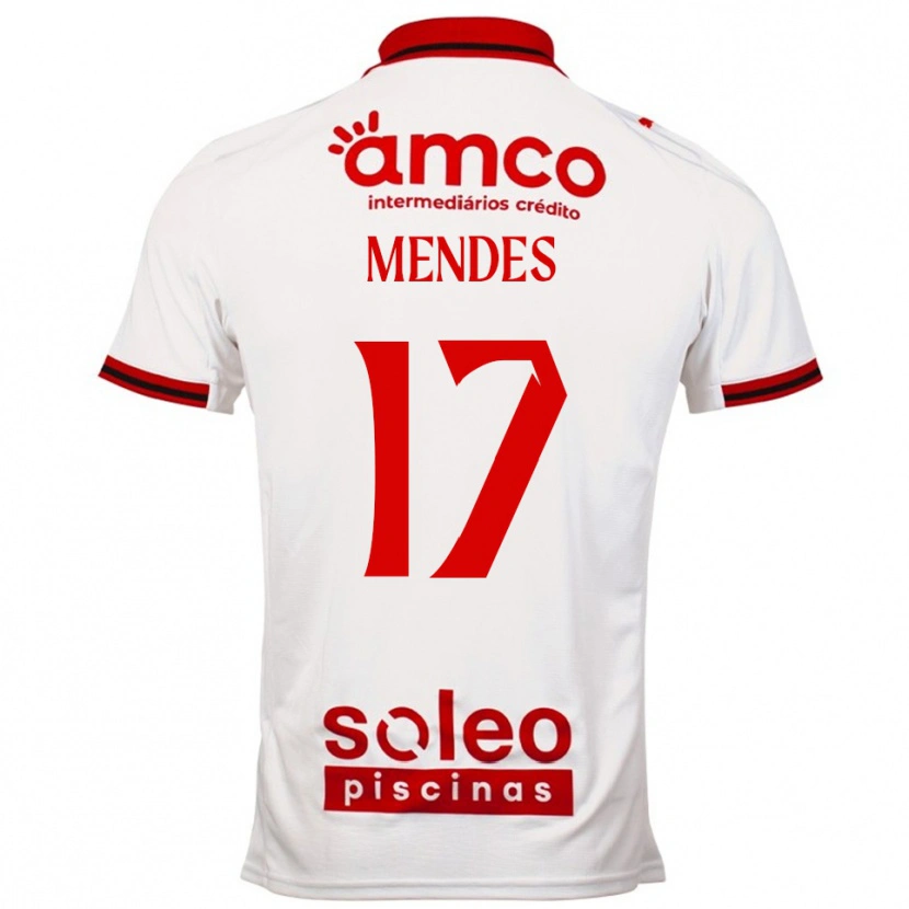 Danxen Enfant Maillot Joe Mendes #17 Blanc Rouge Tenues Extérieur 2025/26 T-Shirt