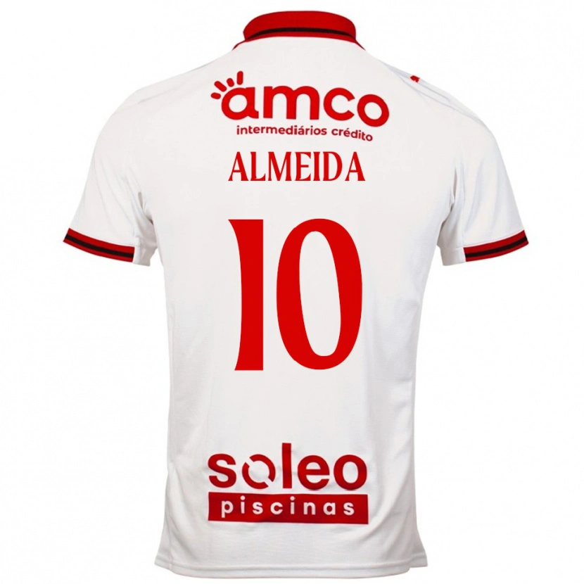 Danxen Enfant Maillot Vitória Almeida #10 Blanc Rouge Tenues Extérieur 2025/26 T-Shirt