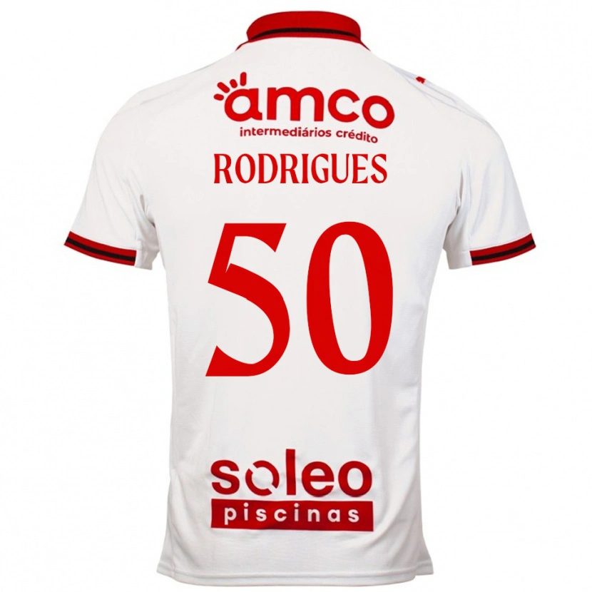 Danxen Enfant Maillot Diego Rodrigues #50 Blanc Rouge Tenues Extérieur 2025/26 T-Shirt