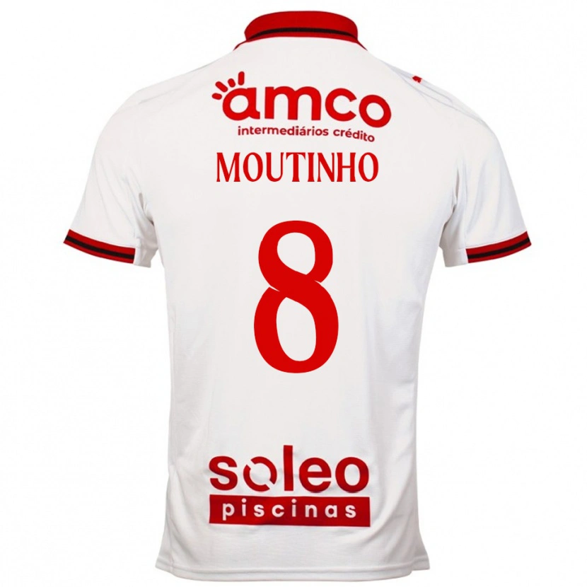 Danxen Enfant Maillot João Moutinho #8 Blanc Rouge Tenues Extérieur 2025/26 T-Shirt