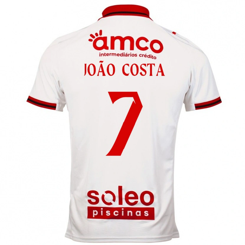 Danxen Enfant Maillot João Costa #7 Blanc Rouge Tenues Extérieur 2025/26 T-Shirt