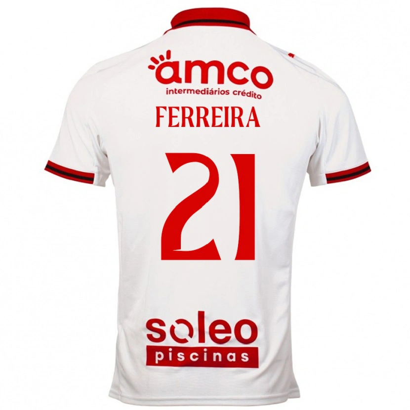 Danxen Enfant Maillot Ana Carolina Ferreira #21 Blanc Rouge Tenues Extérieur 2025/26 T-Shirt