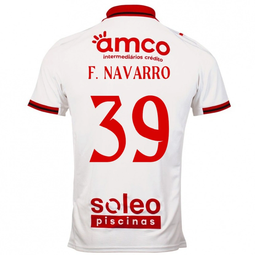 Danxen Enfant Maillot Fran Navarro #39 Blanc Rouge Tenues Extérieur 2025/26 T-Shirt