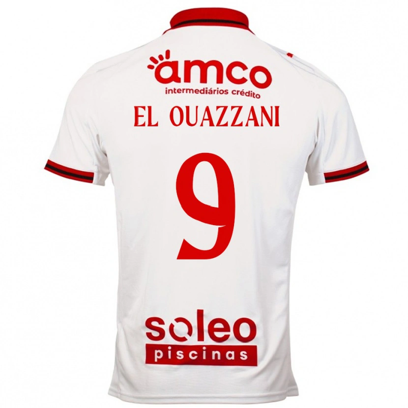 Danxen Enfant Maillot Amine El Ouazzani #9 Blanc Rouge Tenues Extérieur 2025/26 T-Shirt