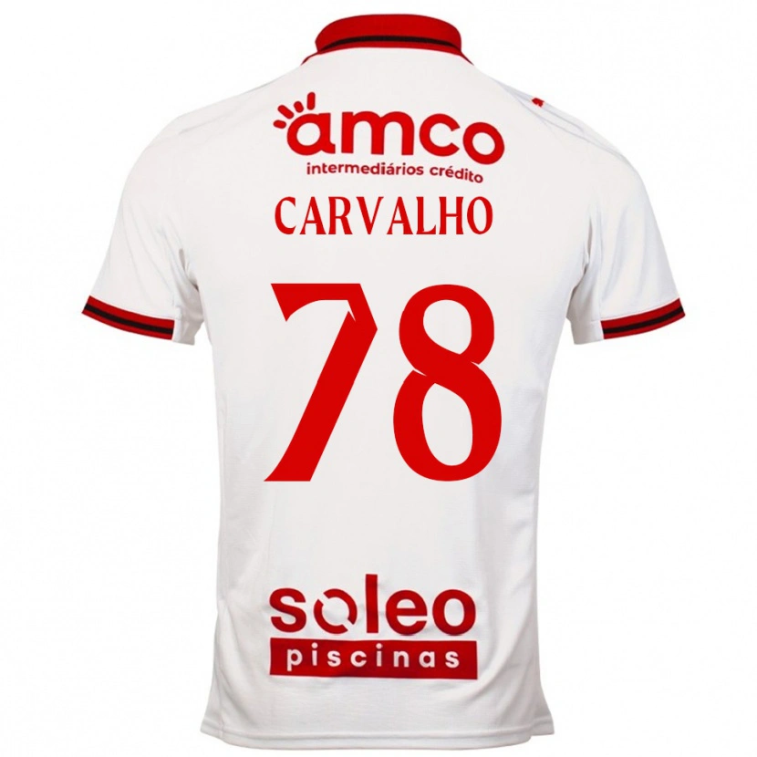 Danxen Enfant Maillot João Carvalho #78 Blanc Rouge Tenues Extérieur 2025/26 T-Shirt