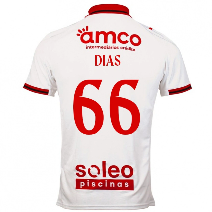 Danxen Enfant Maillot Gonçalo Dias #66 Blanc Rouge Tenues Extérieur 2025/26 T-Shirt