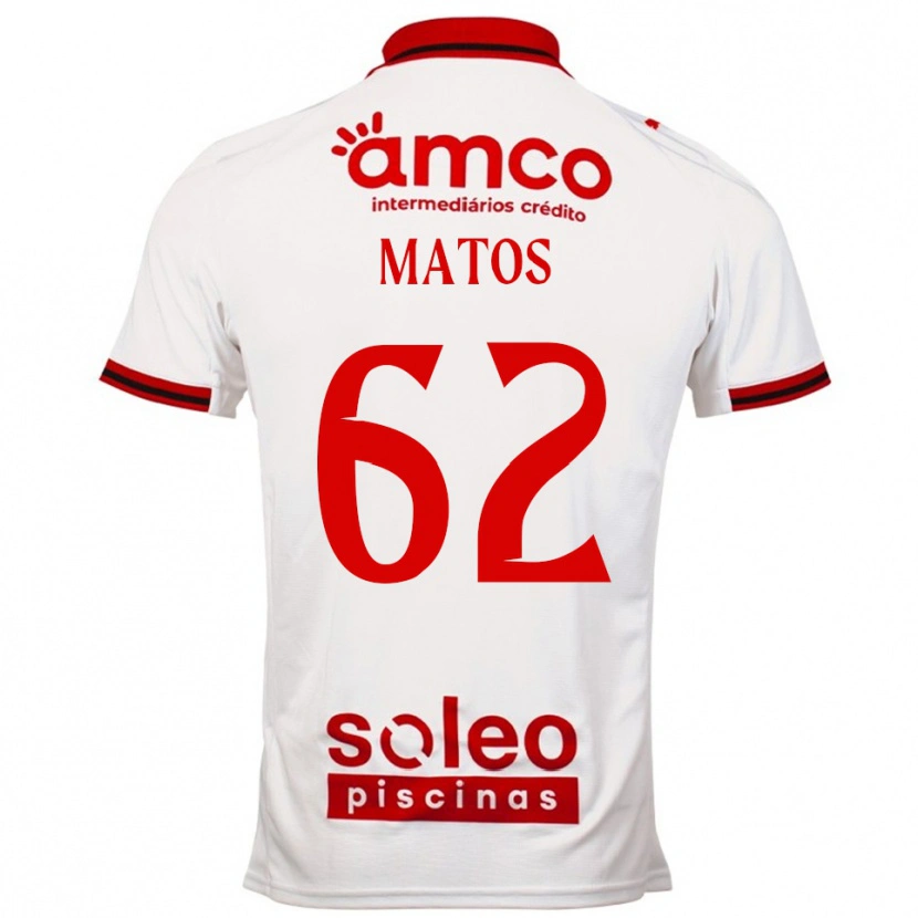 Danxen Enfant Maillot Nuno Matos #62 Blanc Rouge Tenues Extérieur 2025/26 T-Shirt