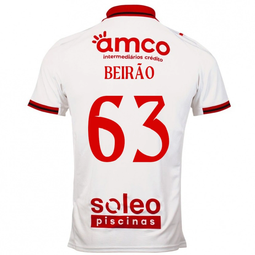 Danxen Enfant Maillot Rodrigo Beirão #63 Blanc Rouge Tenues Extérieur 2025/26 T-Shirt