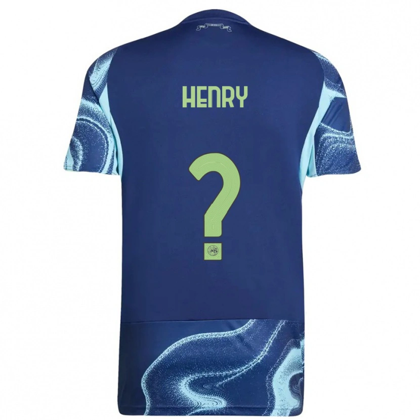 Danxen Enfant Maillot Alvaro Henry #0 Marine Bleu Ciel Tenues Extérieur 2025/26 T-Shirt