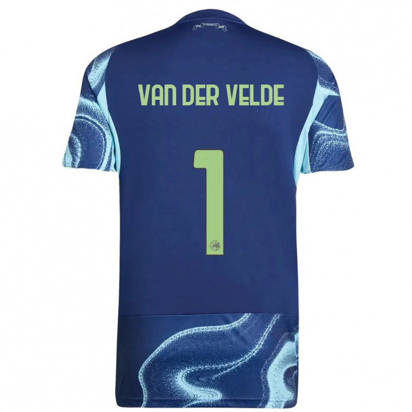 Danxen Enfant Maillot Valentijn Van Der Velde #1 Marine Bleu Ciel Tenues Extérieur 2025/26 T-Shirt