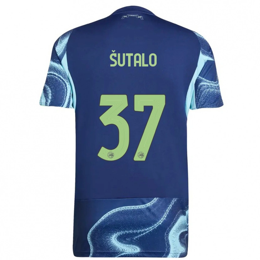 Danxen Enfant Maillot Josip Šutalo #37 Marine Bleu Ciel Tenues Extérieur 2025/26 T-Shirt