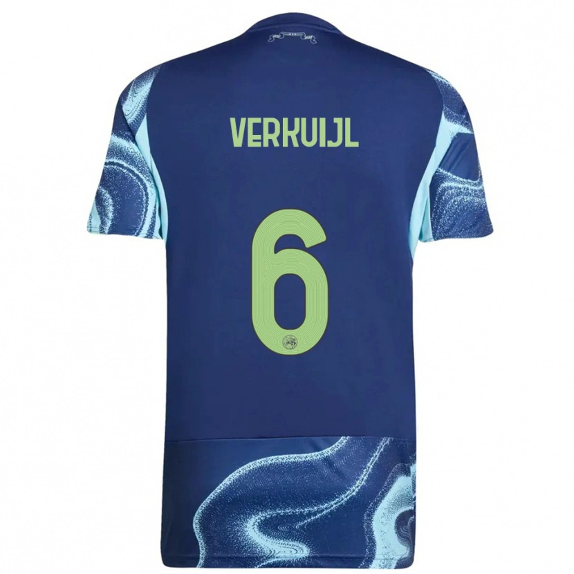 Danxen Enfant Maillot Mark Verkuijl #6 Marine Bleu Ciel Tenues Extérieur 2025/26 T-Shirt